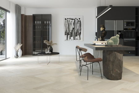 Кварцевый паркет Quartz Parquet Английская Ёлка Дуб Песочный 33-408 браш, фаска