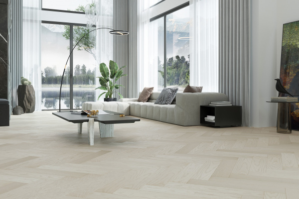 Кварцевый паркет Quartz Parquet Английская Ёлка Дуб Песочный 33-408 браш, фаска